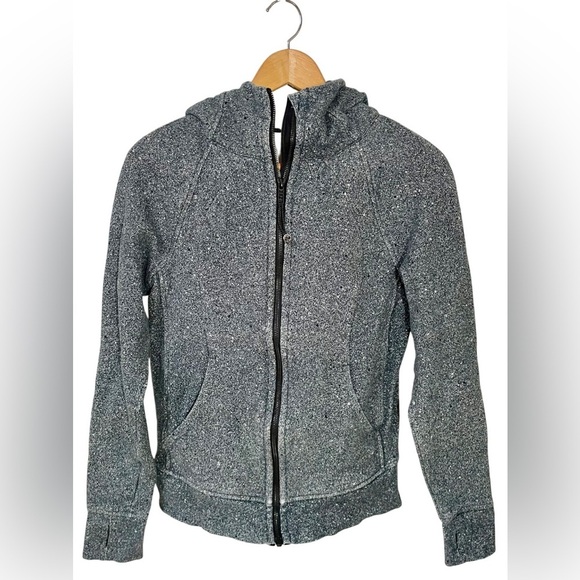 lululemon athletica Tops - Lululemon Scuba Hoodie Women’s Size 6 Splatter White Grey Black W4AFRS Zip